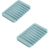 Portasapone 2PCS Piatto autosvuotante Silicone Doccia Cascata Scolapiatti Saver Holder Plate Vassoio Bagno Cucina Mantieni i saponi asciutti