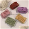 Pony Tails Holder Solid Color Folded Pony Tails Holder Knitting Colourf Widen Hair Rope Fashion Accessories Women Lady Gifts 0 65Ht N Dhhy9