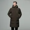 Men's Down 2022 Jacket Winter Men Coat Business MenWarm Thicken Hooded Overcoat Comfortable Male Solid Color