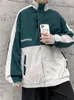 Vestes pour hommes Japon Cargo Veste Hommes Printemps Automne Haut de gamme 2022 Col montant Bloc de couleur Oversize Varsity Hip Hop Joggers Sport Manteau