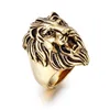 Fashion heren goud zilveren zwart roestvrijstalen ring overdreven dominante leeuwkop ringen vintage gotische punk rock biker ring j290c