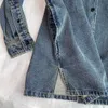 Kadınlar bluz gömlekleri tasarımcı lüks moda uzun kollu denim gömlek kadınlar için tek göğüslü cep bluzu kadın çevir kot pantolon bayanlar qv5s