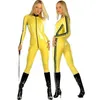 Cosplay Costumes d'Halloween Jaune PVC faux cuir serré joue des vêtements décontractés robe drôle avec des rayures noires