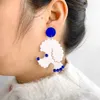 Ohrstecker Trendy Tier Pudel Hund Mit Rot Blau Und Schwarz Strass Acryl Für Frauen Niedlichen Welpen Modeschmuck Geschenke