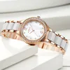 Mode dames waterdicht keramisch oppervlak mineraal diamant horloge