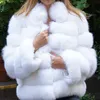 Manteau d'hiver en fausse fourrure pour femmes, manteau réel de haute qualité, naturel avec col, gilet 2 en 1, 220919