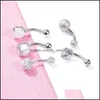 Pierścienie Bell Bell Pierścienie 5pcs Sexy 316L Spital Stael Pierścienie Brzuch Belly Belly Pierścienie Kobiety Crystal Ball Girl