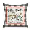 Coussin Oreiller Décoratif Housse De Coussin De Noël Cas Lettres À Carreaux Noir Et Blanc Père Noël Bonhomme De Neige Elk Renne Couvre 220919