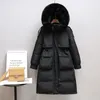 Mujer Down Parkas Fitaylor Invierno Mujer Chaqueta larga Grande Cuello de piel natural con capucha 90% Abrigo de pato blanco Espesor Nieve Cálido Outwear 220919