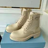 Botas de diseñador Hombres Mujeres Monolith Bolsa de nylon desmontable brillante Zapatos de combate Nylon Hailf Bota de longitud media inferior gruesa al aire libre 35-46