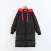 Women's Trench Coats Women's ZXQJ Woman Red Cap Coat 2022 Autumn Winter Warm Parkas Hoooded Padded Cotton Ladies Long Lovely Cute