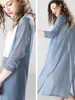 Kvinnors tröjor 2022 Nya kvinnor Long Vest Poncho Summer Autumn Thin Silk Sticked Vests Kvinnlig stickad tröja Casual Loose Jacket J220915