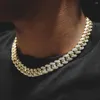 Kolczyki naszyjne Zestaw Bransoletka Łańcuchowa 12 mm Cz Łańcuch Linki Wysoka jakość ciężka Hip Hop Rock Men Boy Jewelry Gold Srebrny kolor