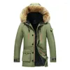 Men's Down Men's & Parkas Men Winter Jacket Hooded Parka Fur Collar Coat Male Mid Long Outerwear Fashion Thicken Clothing Plus Size 7XL