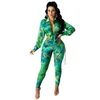 Spring and Autumn Women Tracksuits Designer Tryckt Multicolor Two Piece Set Long Sleeved Shirt Pants Home Leisure Suit