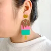 Boucles d'oreilles mignons kawaii coloré d'été glace cône long gouttes en acrylique pour femmes belles gasts de mode de mode bijoux de mode