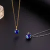Collar de ojales Evil Cadena de acero inoxidable con collares de ojo de vidrio azul para mujeres joyas de moda
