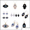 Pendant Necklaces Pendants Jewelry Simple Evil Eye Druzy Drusy Earrings Necklace Women Resin Imitation Natur Bdehome Otf8A