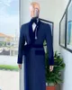 Costumes pour hommes Costume pour hommes bleu royal sur mesure 1 pièce sur mesure avec ceinture Blazer manteau velours vêtements de travail formel mariage marié affaires