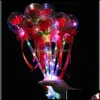 Party Decoration Led Favor Light Up Glowing Red Rose Flower Wands Bobo Ball Stick For Wedding Otg164166131