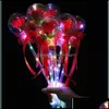 Party Decoration Led Favor Light Up Glowing Red Rose Flower Wands Bobo Ball Stick For Wedding OTG162759164