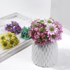 Flores decorativas 6 PCs Girassol artificial com o Bouquet Core Bouquet Fake DIY Materiais de Artesanato