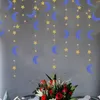 Party Decoration Blue Gold EID Mubarak Birthday Ramadan Glitter Paper Star Moon Garland Banner Hanging Twinkle Baby Shower Decor