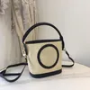 Luxus Eimer Tasche Sommer Strand Griff Tasche Echtes Leder Gestrickte Bast Frühling Damen Designer Weben Schulter Taschen Geldbörse Brieftasche