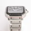 남자 고급 시계 정사각형 실버 회색 다이얼 39.8mm 로마 디지털 발광 사파이어 크리스탈 유리 스테인리스 스틸 자동 기계