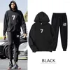 Men's Tracksuits Men's Basketball 7 Number Print Tracksuit Hoodies And Pants Hooded Set Fleece Top Sports Suit Sweatshirt Pullover