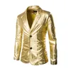 Costumes pour hommes Blazers Fashion Reflective Fabric Two Piece Male Male Autum plus taille Silt Silver Casual Set Men Slim Fit Blazer 2220920