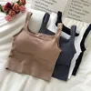 Camisoles Tanks Nahtloses Crop-Top für Damen, kabellose Unterwäsche, U-förmiges Camisole, breite Träger, gestreift, solide Bralette, Dessous, einteiliger Schlauch