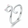 Fashion Cute 925 Sterling Silver Cat Shaped Kitten Pet Adjustable Band Wrap Finger Ring For Girls Christmas Gifts257P