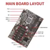 Moderbr￤dor B250 BTC Mining Motherboard 12p Grafikkortsplats LGA1151 med G3930 CPU DDR4 8G 2133MHz RAM SATA -kabel