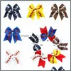 Bandes de cheveux en caoutchouc 10 couleurs Softball cheveux bandeau fille Baseball Cheer bandeaux Rugby Bowknot queue arcs accessoires bande de caoutchouc 778 Dh72F