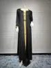 Vestidos casuais estampas de ouro vestido abaya muçulmano women kaftan lacins detalhe renda manto solto islam dubai dubai o leste do leste arábico marroquino caftan