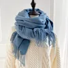 Scarves Winter Scarf Solid Thicker Women Wool Cashmere Neck Head Warm Pashmina Lady Shawls And Wraps Bandana Tassel 220920