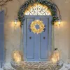 Decorative Flowers Front Door Wreath Welcome Garland All Seasons Farmhouse Artificial Fake Flower Wreaths Home Wall Wedding Decor Round