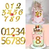 Festliga leveranser 1 set 0-9 nummer Happy Birthday Cake Topper Guld akrylbröllop cupcake för festdekorationer