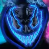 Masque de néon d'Halloween Masque LED Masque Mascarade Masques de fête Lueur lumineuse dans le noir Masques d'horreur drôles Fournitures de cosplay BBB15538