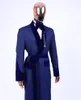 Costumes pour hommes Costume pour hommes bleu royal sur mesure 1 pièce sur mesure avec ceinture Blazer manteau velours vêtements de travail formel mariage marié affaires