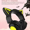 Cuffie ZW-068 Cuffie da gioco Luminose Wireless Cat Ear Cuffie Cuffie da gioco montate sulla testa Auricolari con luci colorate abbaglianti T220916