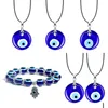 Pendant Necklaces Evil Blue Eye Pendant Necklace Bracelet For Women Men Glass Lucky Pendum Turkey Turkish Eyes Necklaces Ch Mjfashion Dhsv1