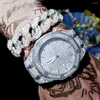 Armbanduhren Iced Out Damenuhren Armband Gold Damen Handgelenk Luxus Strass Kubanische Gliederkette Uhr Bling Schmuck