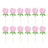 Festive Supplies 12Pcs/Set Beautiful Rose Shape Cake Topper Handmade Touch Wood Pastry Decorating