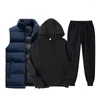 Men's Tracksuits Brand Men's Vest Hoodies Pants 3 Piece Tracksuit Men Solid Color Casual Sets Trendy Sportswear Set Male Clothing