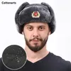 Trapper Hats Winter Men's Soviet Badge Lei Feng med mask utomhus vattentät varmt tjockt öronflik kepsar ryska ushanka bomber 220920