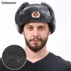 Trapper -hoeden Winter heren Sovjet -badge Lei Feng met masker Outdoor Waterdichte Warm verdikte oorklep Caps Russische Ushanka Bomber 220920