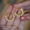 Dingle ljuskrona vacker pärla cirkel örhängen koreansk stil delikat enkelt temperament nya modesmycken
