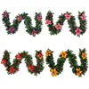 장식용 꽃 2.7m 크리스마스 장식 화환 라탄 화환 Xmas 홈 파티 트리 장식 꽃 밴드를위한 시뮬레이션